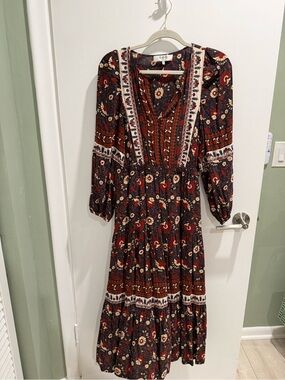 Sea New York Burgundy and Navy Floral Maxi Dress